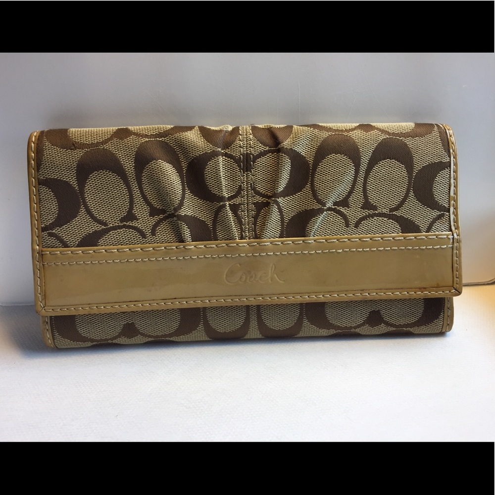 Authentic Coach Trifold Wallet, Brown